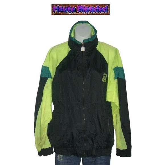 Vintage 90s Givenchy Active Sports Neon Yellow Windbreaker Retro Unisex Logo Ski - Picture 15 of 16